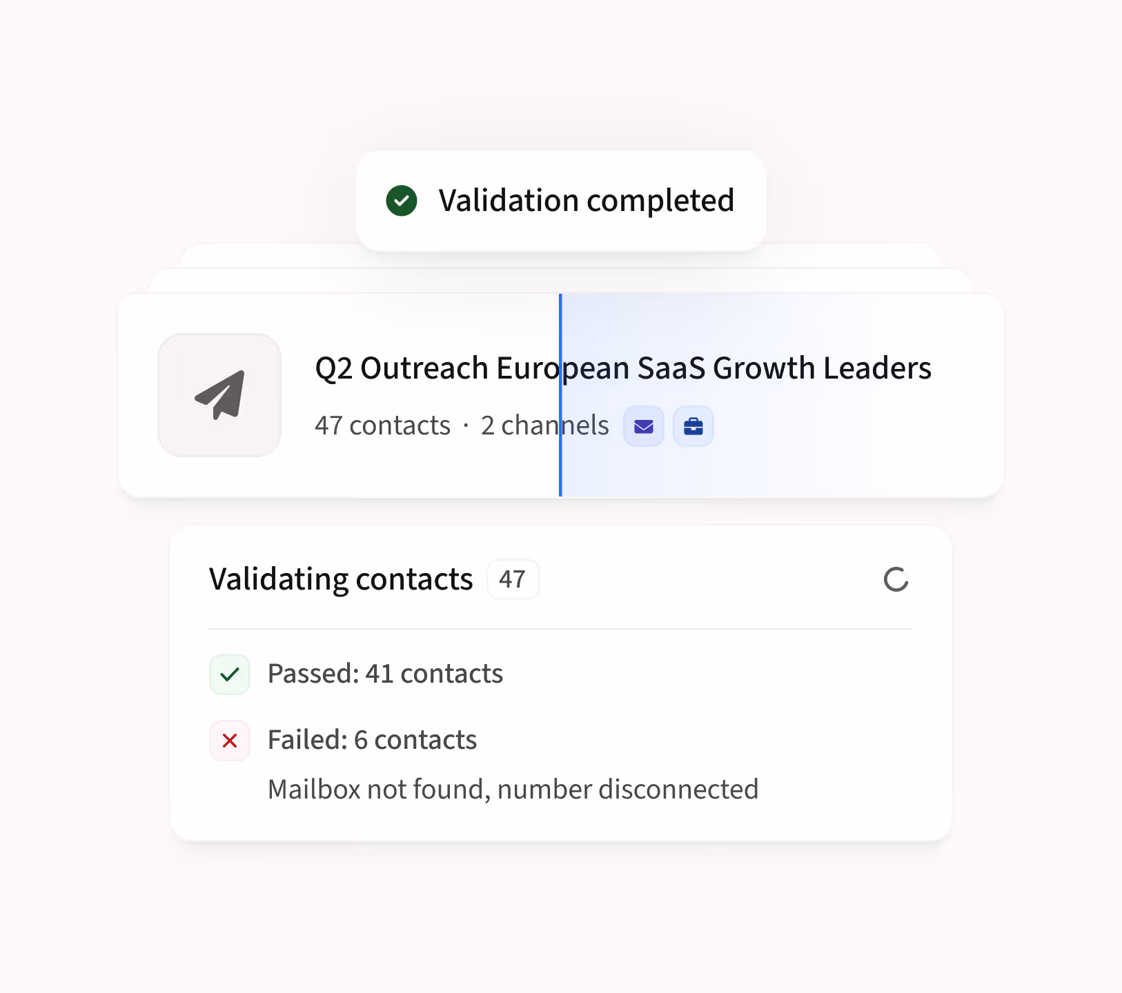 Product screen displaying Amplemarket's data validation process