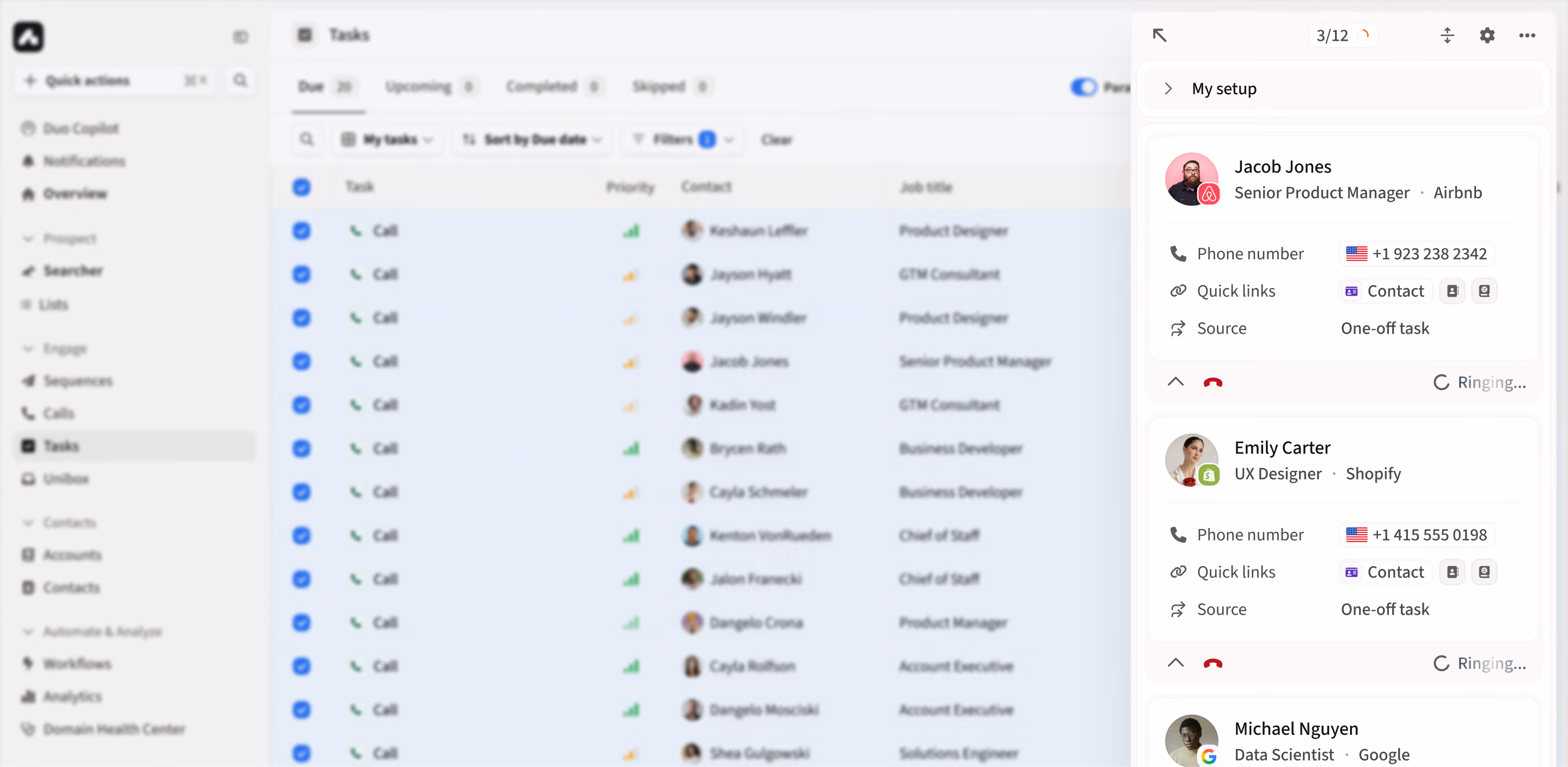 Product screen displaying Amplemarket's Duo Inbox in action inside Amplemarket's Unibox