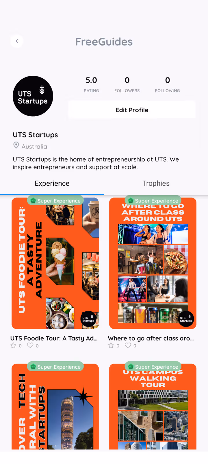 Screenshot of FreeGuides tours created by University of Technology