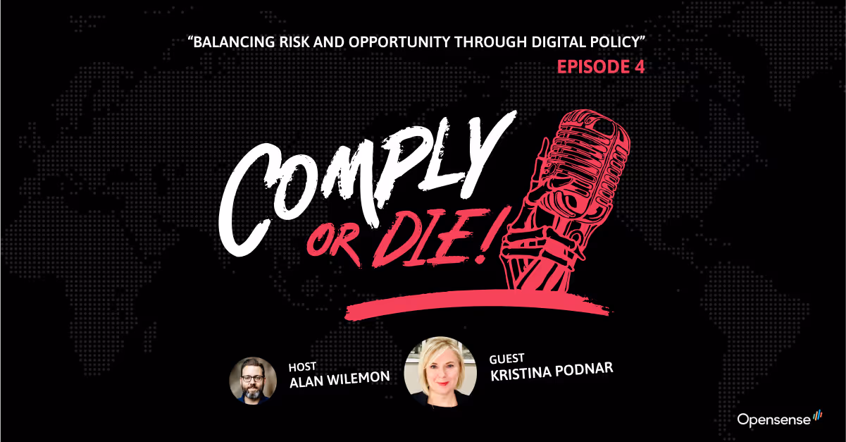 Podcast thumbnail: Balancing Risk and Opportunity Through Digital Policy with Kristina Podnar - Comply or Die Episode 4