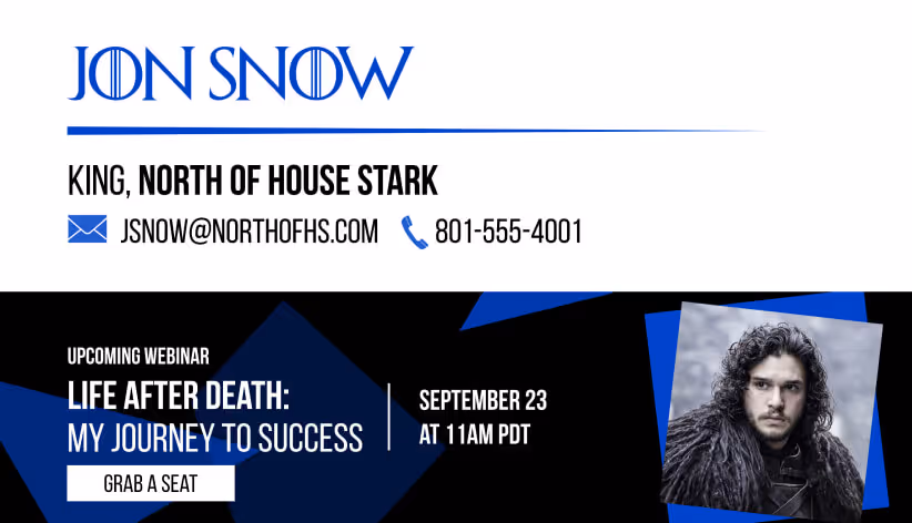 Boost event attendance email signature banner - Game of Thrones themed event promotion