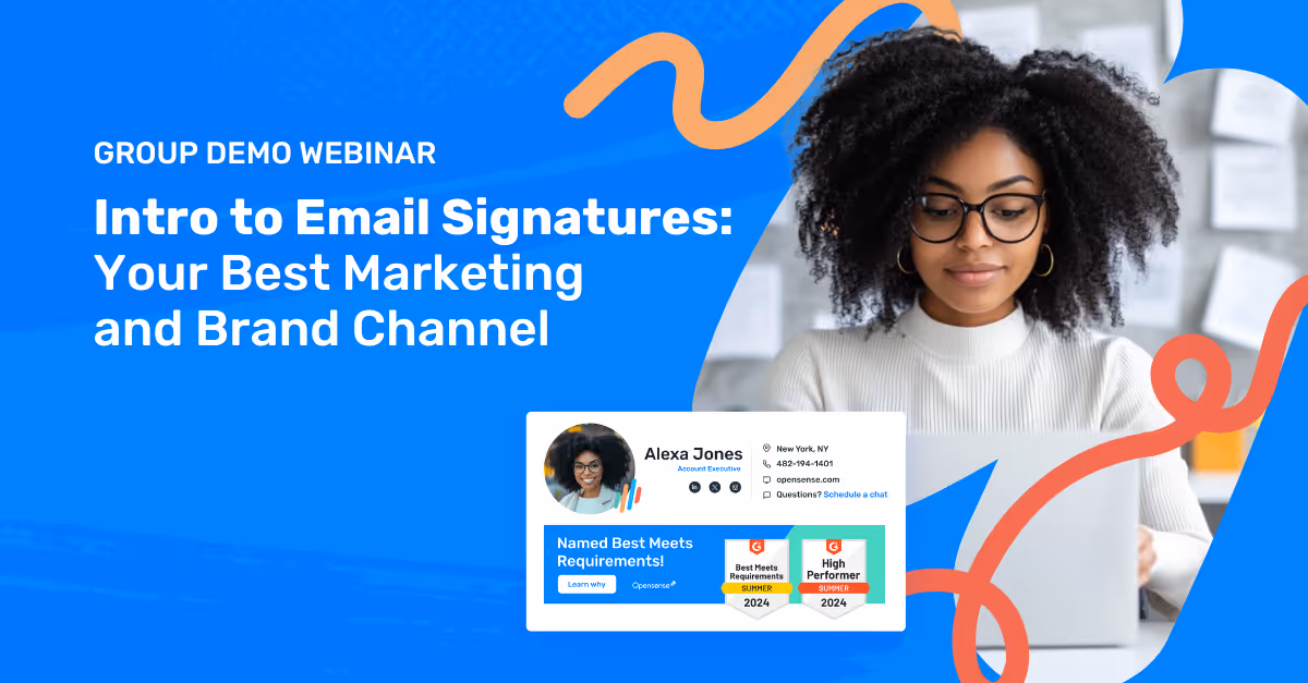 Webinar thumbnail: Intro to Email Signatures - Your Best Marketing and Brand Channel webinar