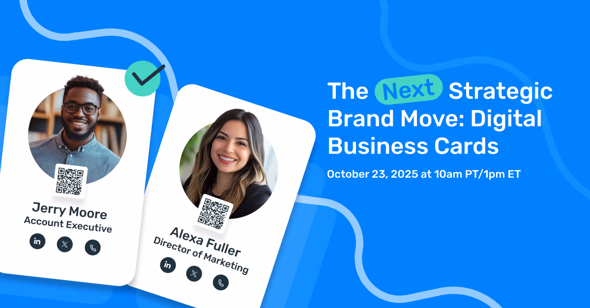 Webinar thumbnail: The Next Strategic Brand Move - Digital Business Cards webinar promotion