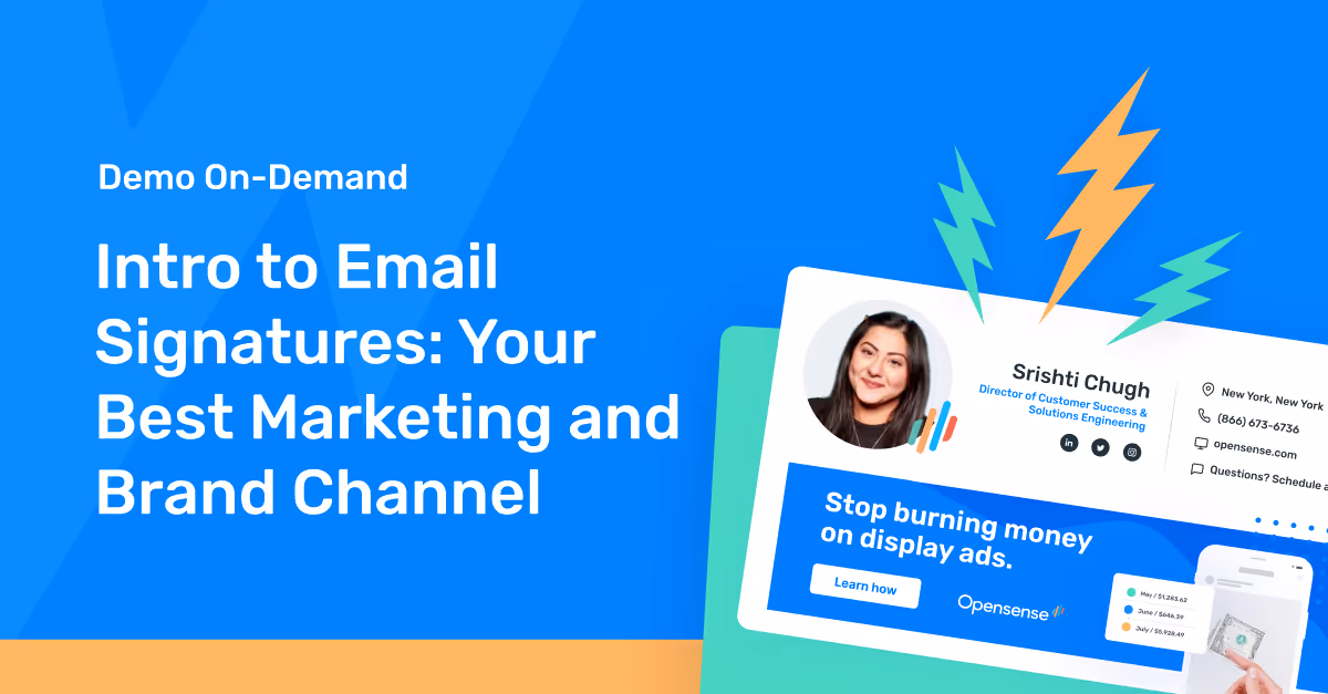 Webinar thumbnail: Intro to Email Signatures - Your Best Marketing and Brand Channel webinar