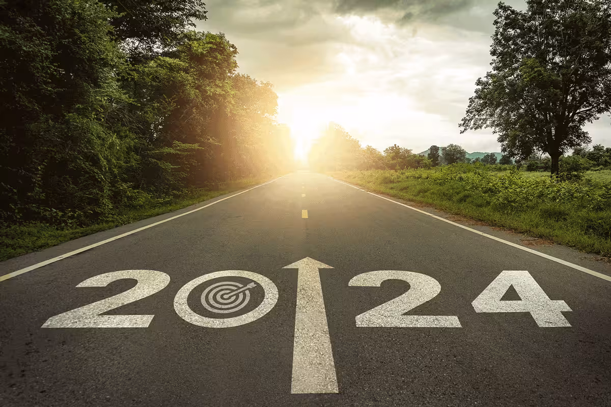 Blog post thumbnail: Top 21 Marketing Tips for Success in 2024 - Road leading to success