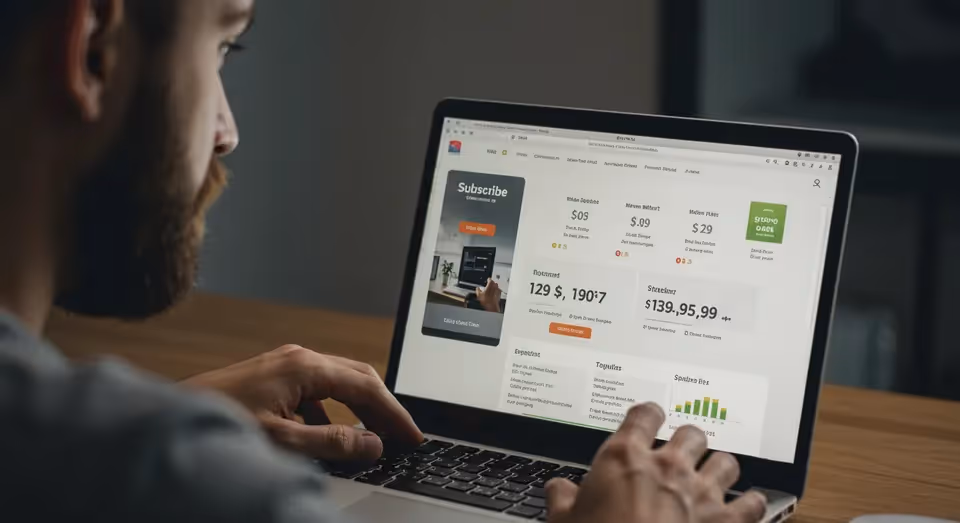 Homem acessa site com planos e ofertas de assinatura