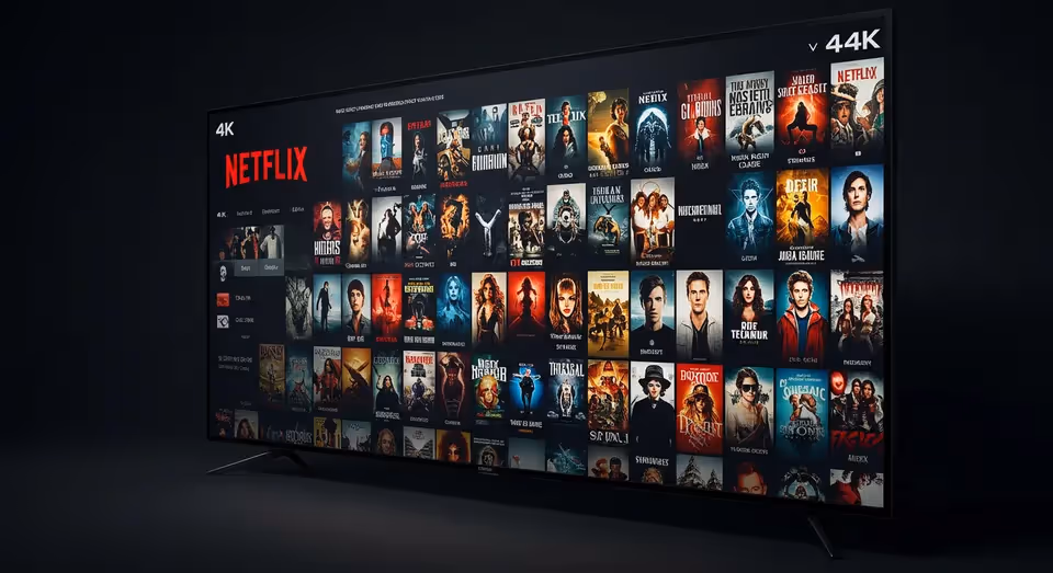 Tela da Netflix aberta em TV 4K com interface escura