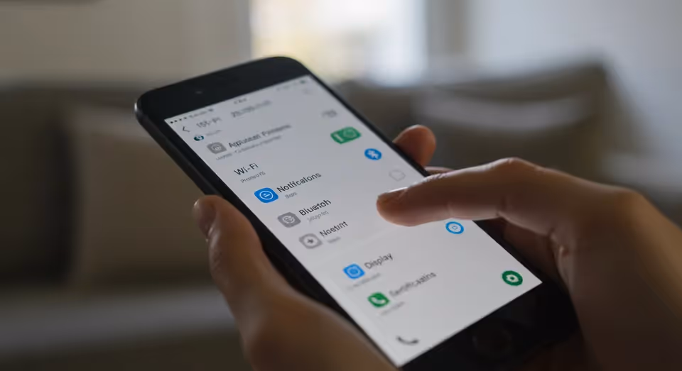 Pessoa ajustando configurações do smartphone