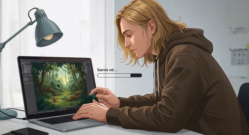 Desenhista criando arte digital em seu computador