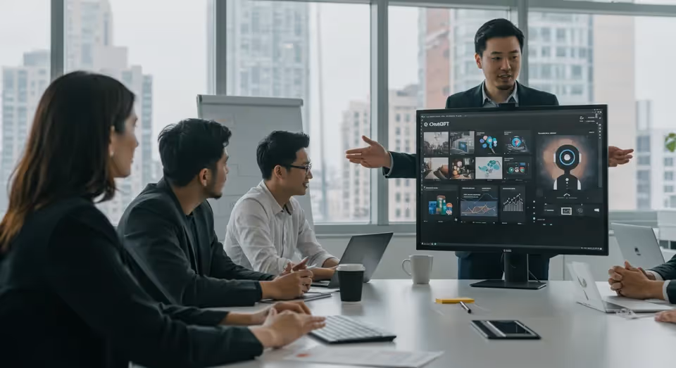 Reunião de negócios com apresentação em painel digital