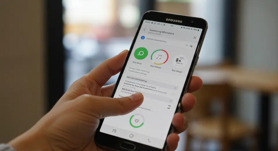 Usuário navegando em aplicativo Samsung Members
