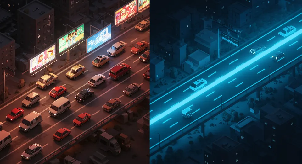 Comparação entre tráfego convencional e digitalizado