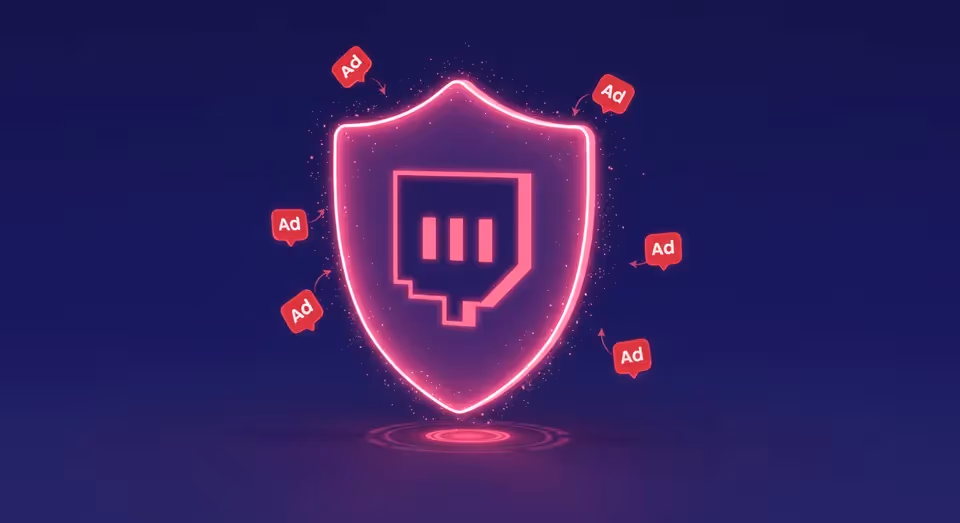 Escudo protegendo contra anúncios na Twitch