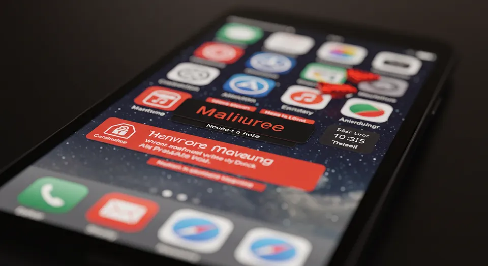 Tela de celular com alerta de malware