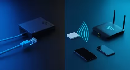 Diferença entre conexão cabeada e Wi-Fi com dispositivos