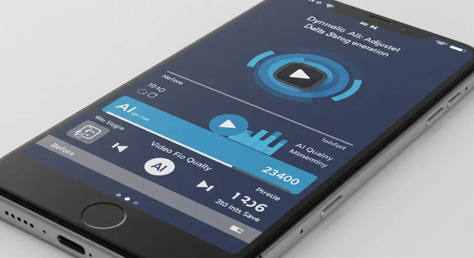 Smartphone exibindo interface de reprodução com recursos de IA