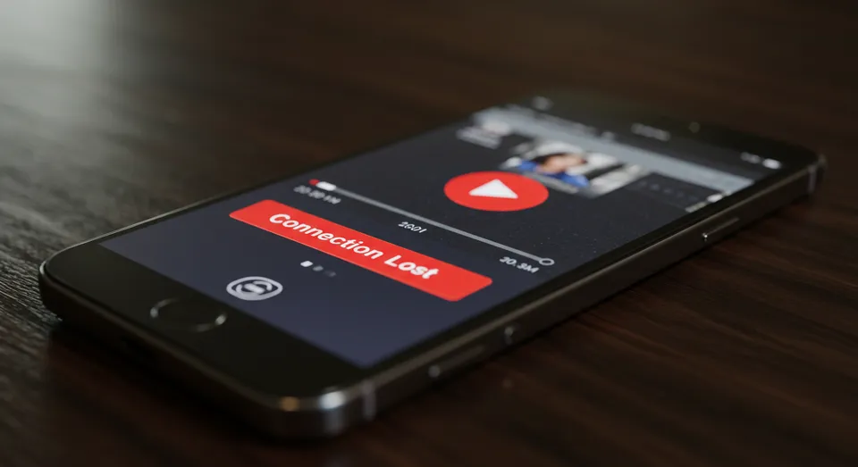 Smartphone exibindo aviso de conexão perdida