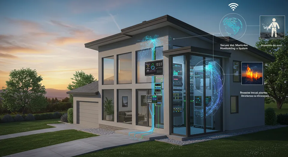 Casa inteligente com sistema de monitoramento digital