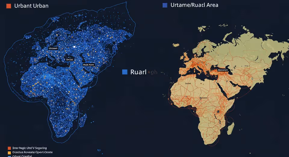 Mapa global mostra áreas urbanas e rurais conectadas