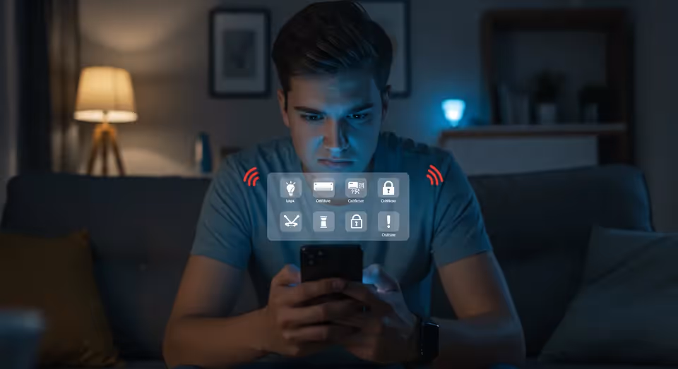 Jovem controla dispositivos inteligentes pelo celular