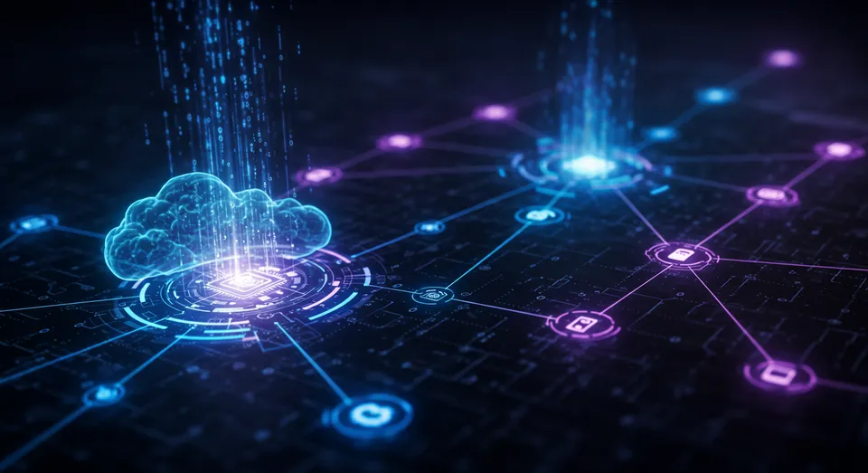 Nuvem digital conectada a rede de dados futurista