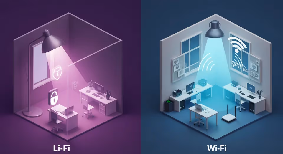 Comparação entre Li-Fi e Wi-Fi em escritórios modernos
