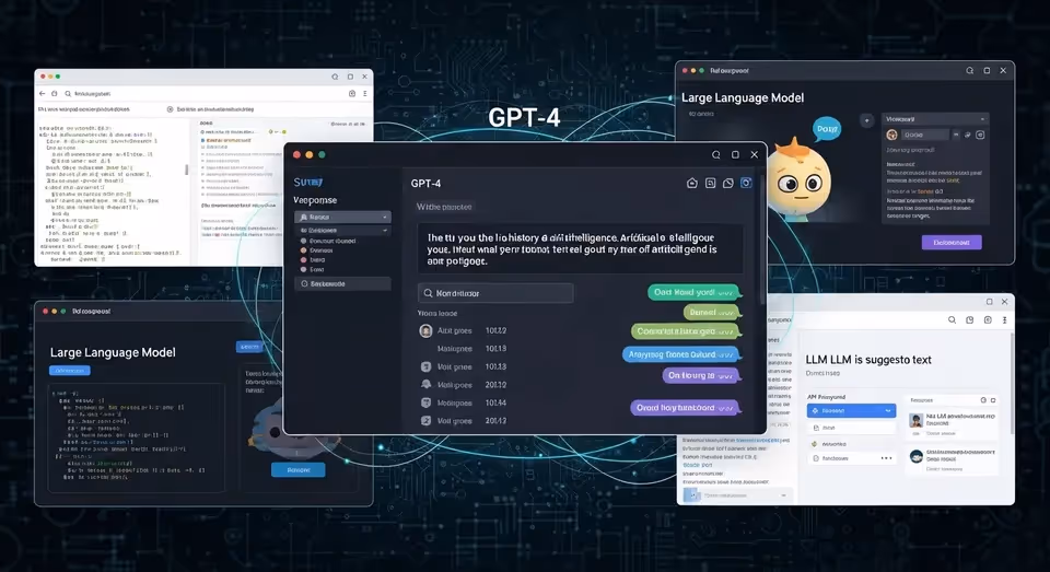 Interfaces de GPT-4 e modelos de linguagem em telas