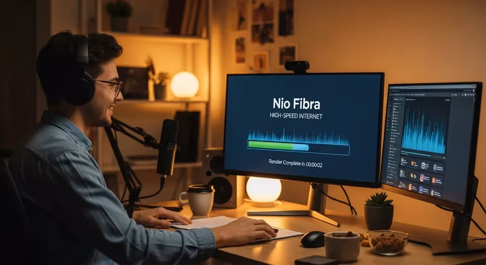 Jovem editando vídeos com Synthesia AI em notebook