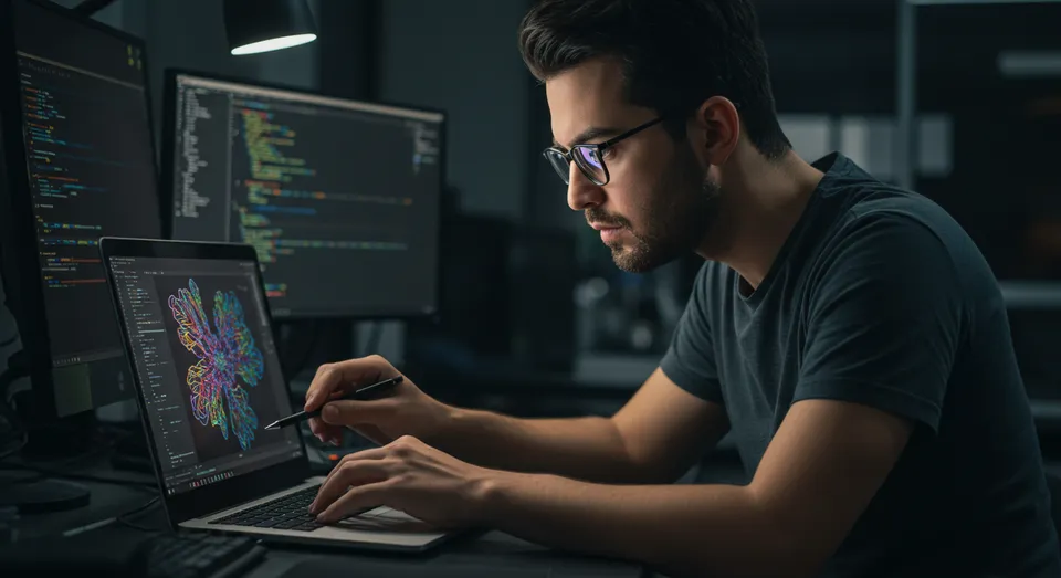 Programador criando visualização com inteligência artificial
