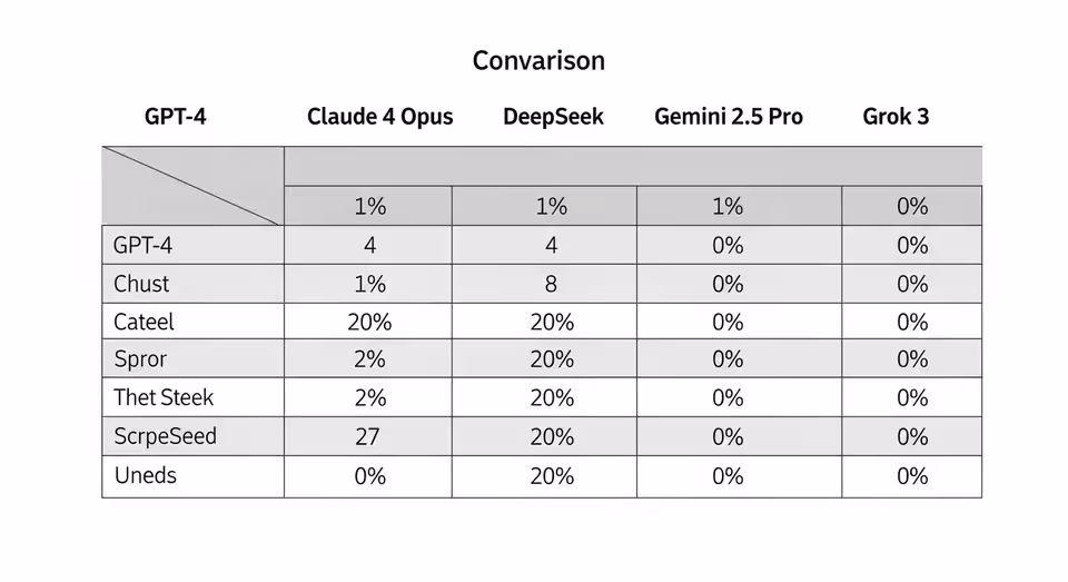 Tabela compara GPT-4, DeepSeek, Gemini 2.5 Pro e Grok 3