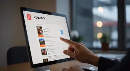 Usuário interagindo com o You.com em tela de desktop
