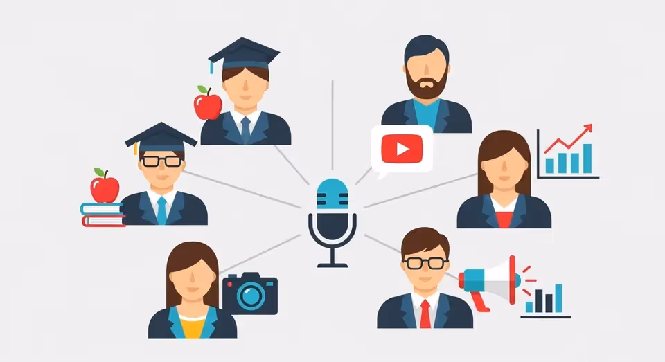 rede de profissionais conectados por microfone em comunicação digital