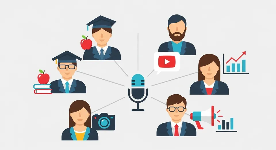 rede de profissionais conectados por microfone em comunicação digital