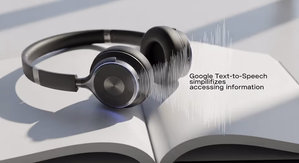 fones sobre livro representam google text to speech acessivel