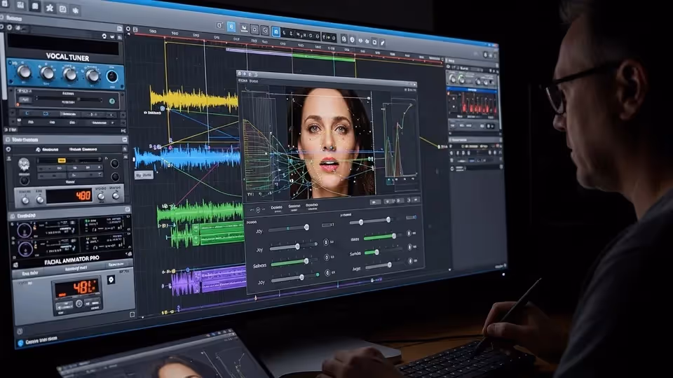 Mulher em ambiente corporativo usando headset para realizar transcrição de
