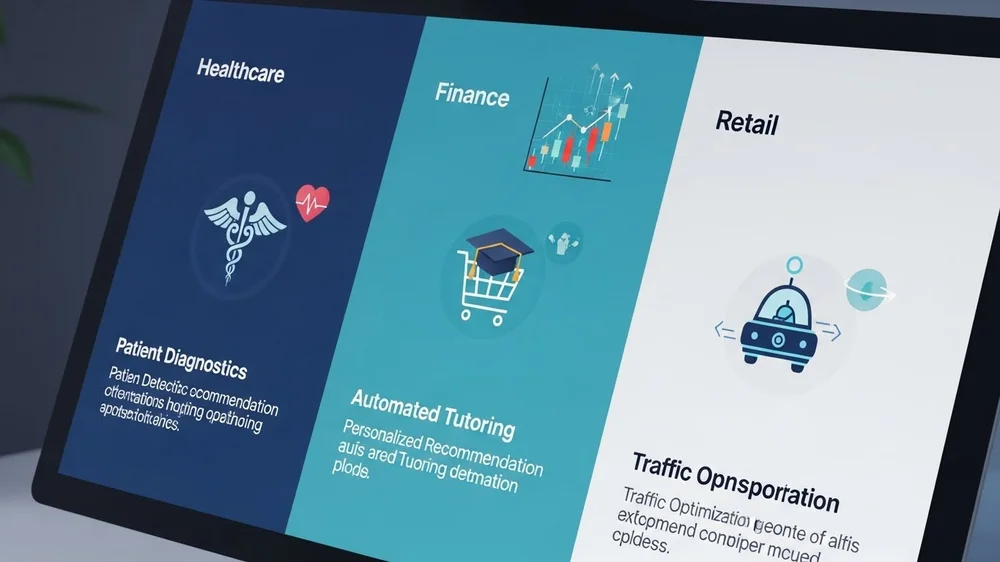 Aplicações de IA em saúde finanças varejo e tráfego