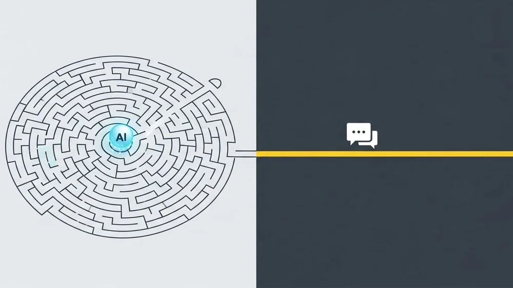 Labirinto com IA no centro e linha de solução rápida