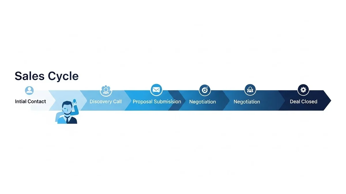 Infográfico do Ciclo de Vendas: do Contato Inicial ao Fechamento.
