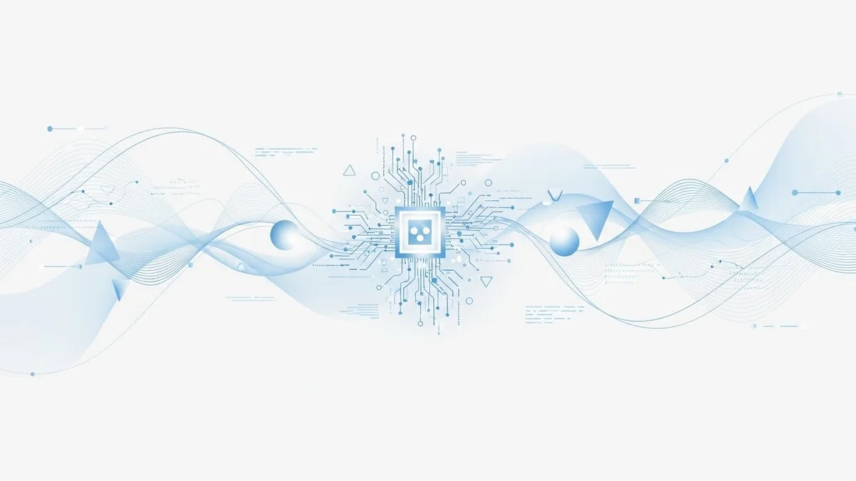 Fundo abstrato de circuito integrado e ondas digitais azuis.