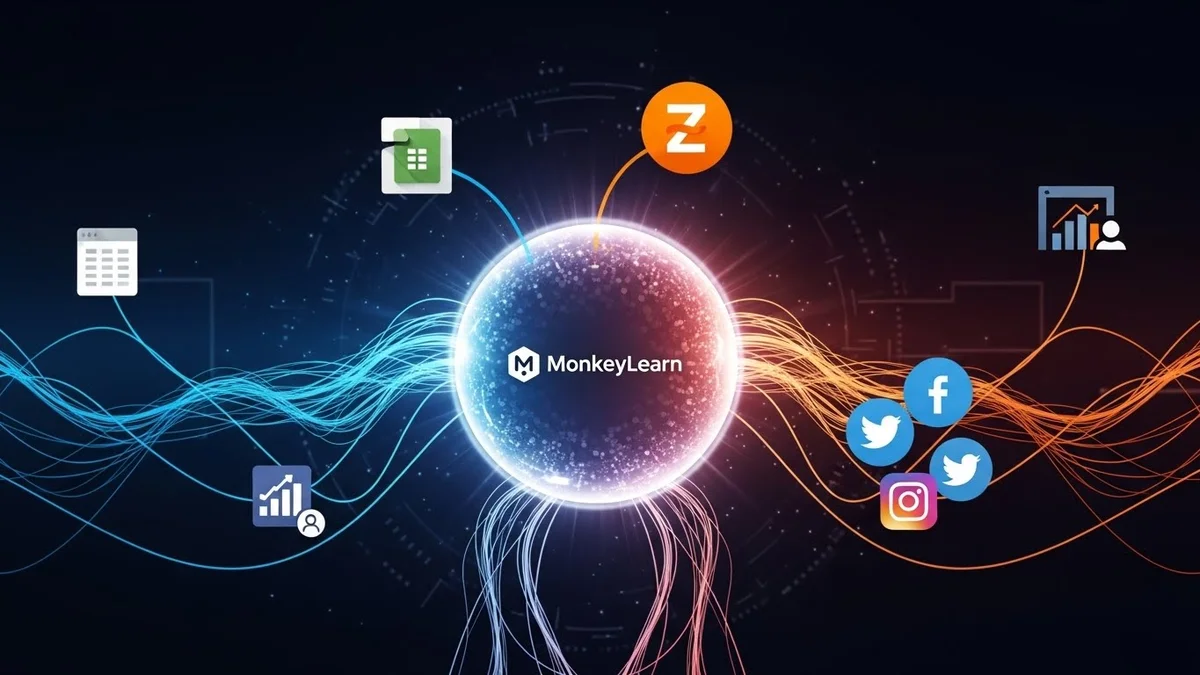 Dashboard MonkeyLearn com métricas de precisão e relevância.