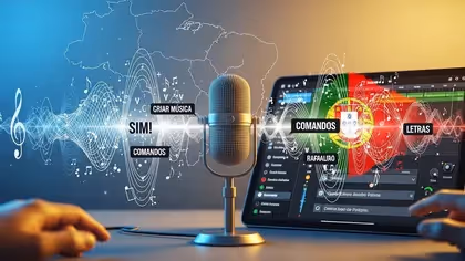 Microfone com IA musical e interface digital interativa