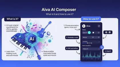 Interface do Aiva AI Composer mostrando etapas de criação