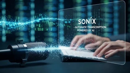 Interface da Sonix para transcrição automática via IA.
