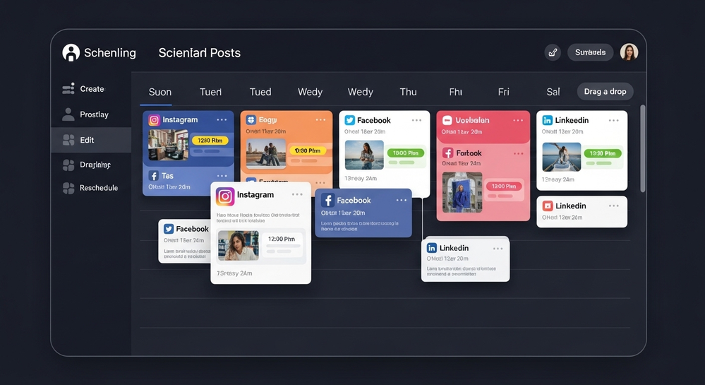 Dashboard de agendamento de posts para redes sociais.