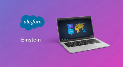 Laptop com plataforma Salesforce Einstein aberta.