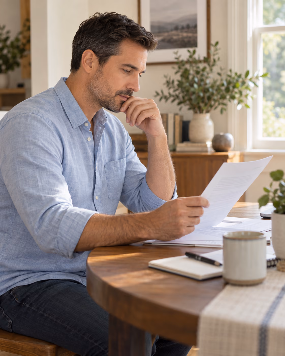 man reviewing divorce papers