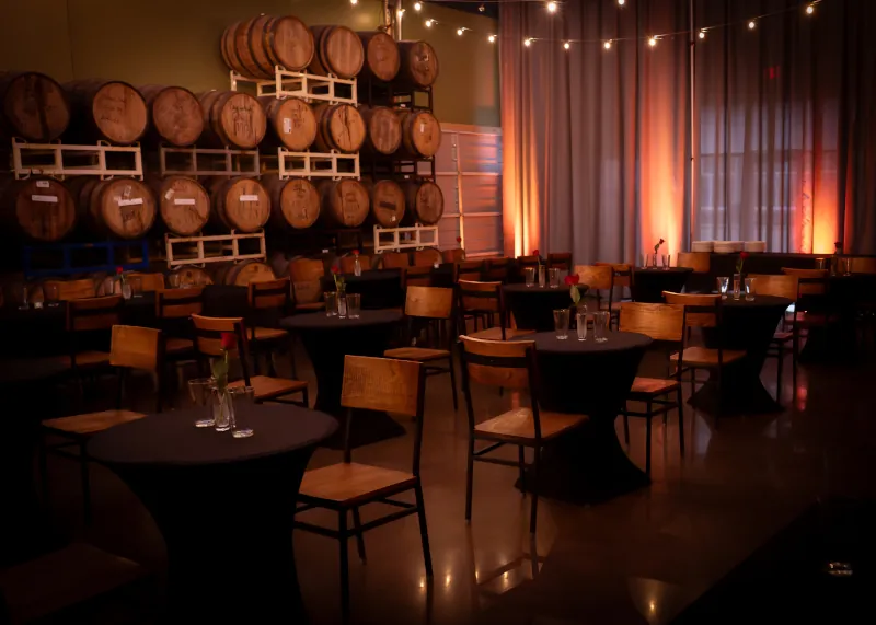 Event space configured for a Valentine's Day dinner event (picture 2)