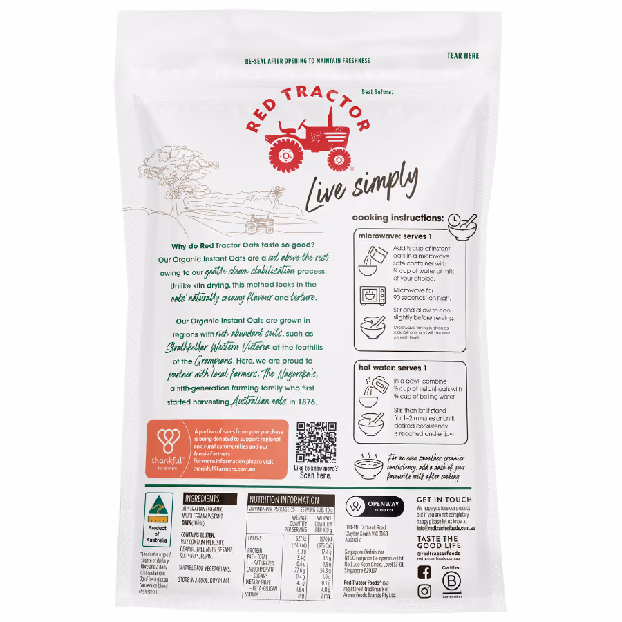 Australian Organic Instant Oats 1kg