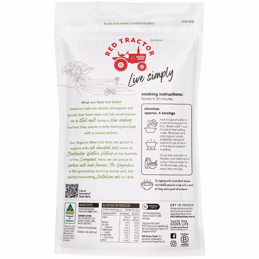 Australian Organic Steel Cut Oats 1kg
