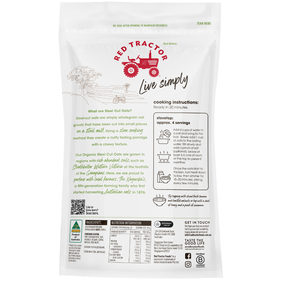 Australian Organic Steel Cut Oats 1kg